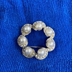 Elegant Silver Pearl Brooch